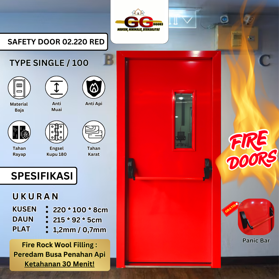 Safety 02 RED Firedoors 100×220