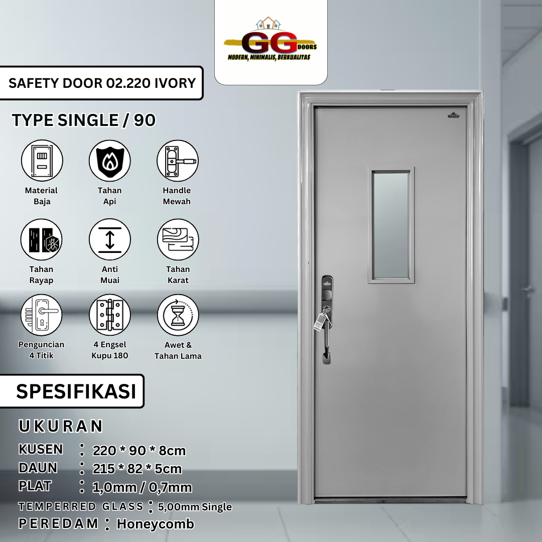 Safety Door 02 Single Ivory 220